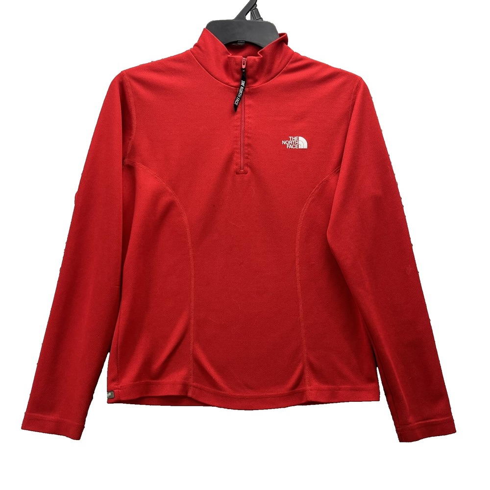North Face 1/4 Zip Pullover Women Small Red Vaporwick Gorpcore Camp Running Hike